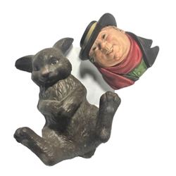 Bossons Chalkware Head Charles Dickenson Tony Weller Vintage England Head and Bunny Plaque