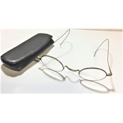 Antique Wire Rim Eyeglasses With Case
