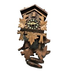 Vintage Black Forest Coo Coo / Cuckoo Clock With  Bird and Leaves 12" x 9"