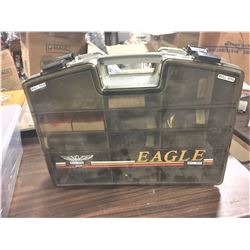 Organizer Bin full of fly fishing supplies
