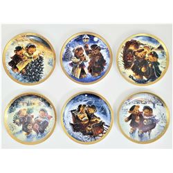 SIX Framed 8" Decorative Plates  Beary Merry Christmas-  by artist Stewart Sherwood