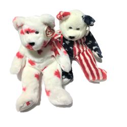 Two Beanie Buddies - Canadian and American Bears