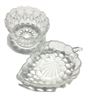 Image 1 : Crystal bowls and candy dish, round bowl is 4" diameter, candy dish is 6" long with 1" stem