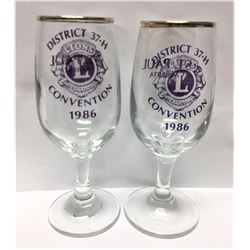 Two Lions Club Wine Glasses from St. Paul Alberta