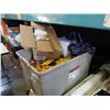 Image 1 : TOTE OF EXTENTION CORDS, TOOLS, CAMP LAUNDRY REELS