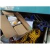 Image 2 : TOTE OF EXTENTION CORDS, TOOLS, CAMP LAUNDRY REELS