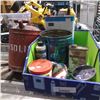Image 1 : Box of antique vehicle side mirros, vintage gas can and more