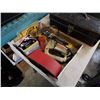 Image 2 : 2 TOOLBOXES AND TRAY OF TOOLS, AIR GUN, SANDING BELTS
