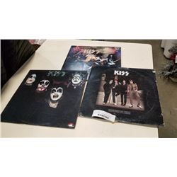 KISS DRESSED TO KILL RECORD SLEEVE SIGNED BY GENE SIMMONS AND 2 OTHER KISS RECORDS