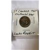 Image 2 : 1967  CANADIAN CENTENNIAL "WOLF" 50 CENT  .800 SILVER AND 2 RABBIT NICKELS