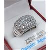 Image 2 : STERLING SILVER GENUINE AQUAMARINE  AND WHITE SAPHIRE RING W/ APPRAISAL $1305 - SIZE 8, 49 (0.5CTS) 
