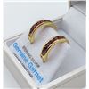 Image 2 : STERLING SIVER YELLOW GOLD PLATED GENUINE GARNET HOOP EARRINGS W/ APPRAISAL $860 - 14 GARNET (.7CTS)