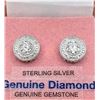 Image 1 : STERLING SILVER DIAMOND EARRINGS W/ APPRIASAL $895 - 15 DIAMONDS (0.01CT) BIRTHSTONE APRIL