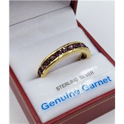 STERLING SILVER YELLOW GOLD PLATED GENUINE GARNET RING W/ APPRAISAL $960 - 23 GARNET (3.22CT) BIRTHS