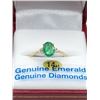 Image 1 : 14KT YELLOW GOLD 7X5MM GENUINE EMERALD AND DIAMOND RING W/ APPRAISAL $2870 - SIZE 6.75, 0.8CT EMERAL