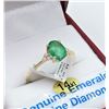 Image 2 : 14KT YELLOW GOLD 7X5MM GENUINE EMERALD AND DIAMOND RING W/ APPRAISAL $2870 - SIZE 6.75, 0.8CT EMERAL