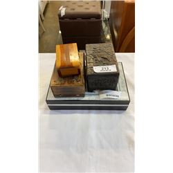 4 WOOD JEWELRY BOXES