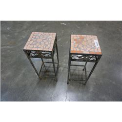 2 METAL AND TILE PLANT STANDS