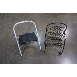 IRON MAGAZINE RACK AND SAFETY FIRST STEP STOOL