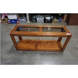 OAK GLASSTOP SOFA TABLE