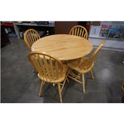 ROUND MAPLE DROLEAF DINING TABLE WITH 4 CHAIRS