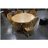 Image 4 : ROUND MAPLE DROLEAF DINING TABLE WITH 4 CHAIRS