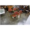 Image 1 : BRASS GLASSTOP DINING TABLE AND 4 CHAIRS - ITALIAN, DRAWLEAF
