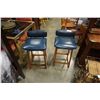 Image 1 : 2 HAND CRAFTED LEATHER AND TEAK CHAIRS