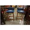 Image 2 : 2 HAND CRAFTED LEATHER AND TEAK CHAIRS