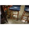 Image 3 : 2 HAND CRAFTED LEATHER AND TEAK CHAIRS