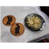 Image 1 : ENGLISH CERAMIC PLATE AND TWO CARVED WOODEN DISHES