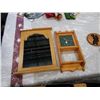 Image 1 : MIRROR W/ WOODEN FRAME AND HAND MADE WOODEN CLOCK