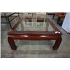 Image 2 : MAHOGANY FINISH GLASSTOP COFFEE TABLE
