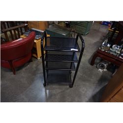 4 TIER ROLLING BLACK METAL SHELF