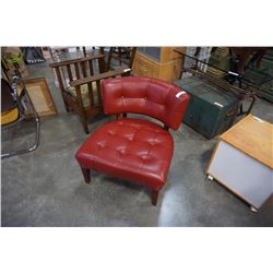 RED LEATHER TUFTED MOES ACCENT CHAIR