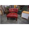 Image 3 : RED LEATHER TUFTED MOES ACCENT CHAIR
