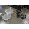 Image 1 : LOT OF BLACK CANDLE STANDS AND WIRE BASKETS