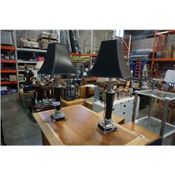 PAIR OF DECORATIVE BLACK TABLE LAMPS