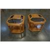 Image 1 : PAIR OF OAK GLASSTOP ENDTABLES