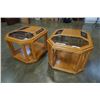 Image 3 : PAIR OF OAK GLASSTOP ENDTABLES