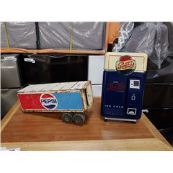 PEPSI VINTAGE METAL TRAILER AND PHONE