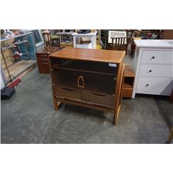 HADN CRAFTED SOLID TEAK GLASS DOOR CABINET WITH PULL OUT DRAWERS