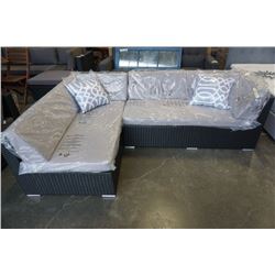 BRAND NEW PREMIUM SMALL L OUTDOOR SECTIONAL RETAIL $1199 W/ LIGHT GREY CUSHIONS AND 2 ACCENT PILLOWS