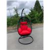 Image 1 : BRAND NEW RED SINGLE HANGING EGG CHAIR - RETAIL $949 W/ NECK PILLOW, FOLDABLE FRAME, POWDER COATED S