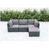 Image 1 : BRAND NEW RATTAN OUTDOOR 4 PIECE MODULAR SECTIONAL SOFA W/ DARK GREY CUSHIONS - RETAIL $1299 POWDER 