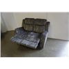 Image 2 : BRAND NEW GREY VELVET DOUBLE RECLINING LOVE SEAT - RETAIL $599