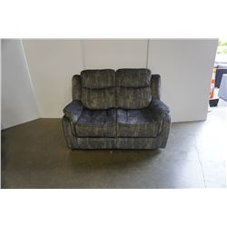 BRAND NEW GREY VELVET DOUBLE RECLINING LOVE SEAT - RETAIL $599