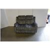 Image 1 : BRAND NEW GREY VELVET DOUBLE RECLINING LOVE SEAT - RETAIL $599