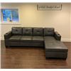 Image 1 : BRAND NEW GREY AIR LEATHER 2 PC SECTIONAL SOFA W/ CUPHOLDERS, AND REMOVABLE PILLOW BACKS, RETAIL $13