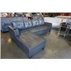 Image 2 : BRAND NEW GREY AIR LEATHER 2 PC SECTIONAL SOFA W/ CUPHOLDERS, AND REMOVABLE PILLOW BACKS, RETAIL $13